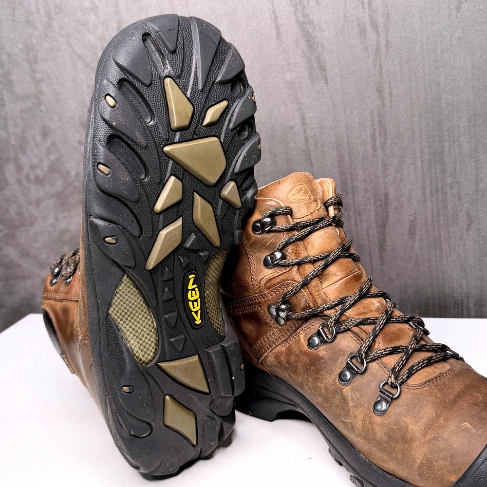 Keen Pyrenees Hiking Boots Mens 11 Brown Leather Waterproof Lace Up Outdoor - Picture 6 of 10